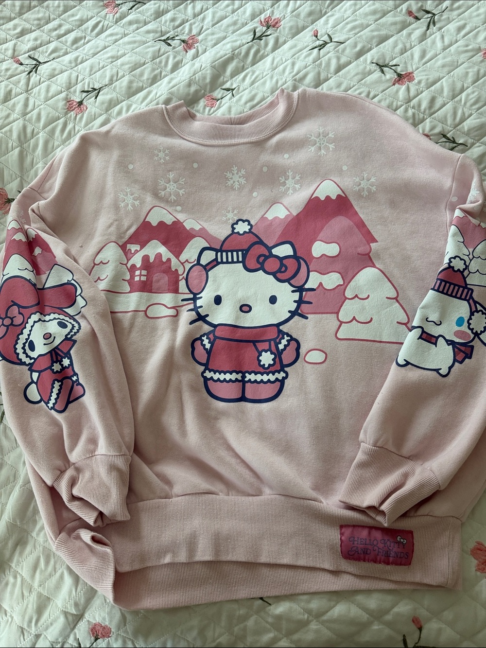 Hello Kitty Light Pink Winter Graphic Sweatshirt - Women's Size Large